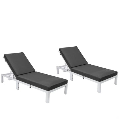 Chelsea Modern Outdoor White Chaise Lounge Chair With Cushions Set of 2 - Elax Furniture