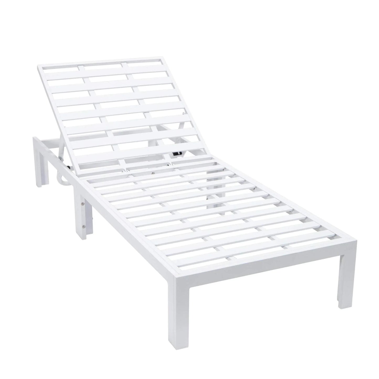 Chelsea Modern Outdoor White Chaise Lounge With Side Table & Cushions Set of Two - Elax Furniture