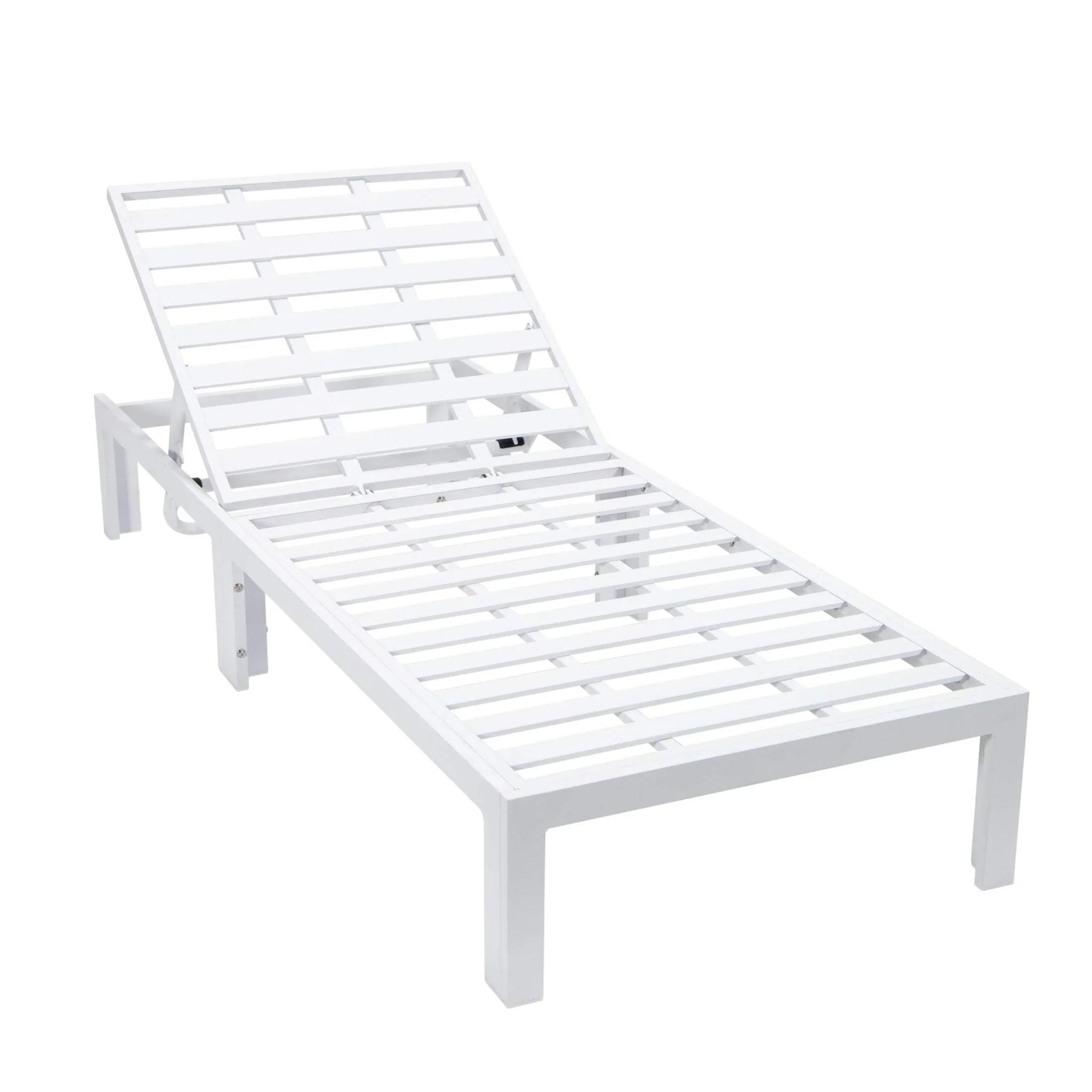 Chelsea Modern Outdoor White Chaise Lounge With Side Table & Cushions Set of Two - Elax Furniture