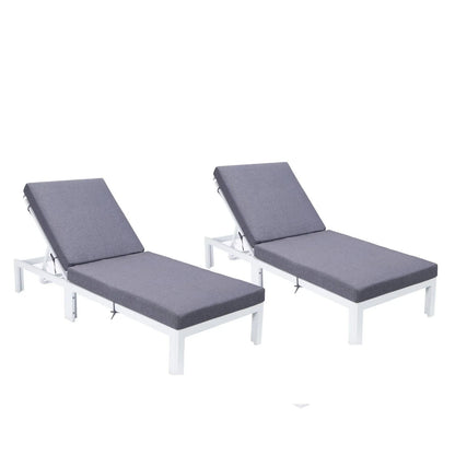 Chelsea Modern Outdoor White Chaise Lounge Chair With Cushions Set of 2 - Elax Furniture