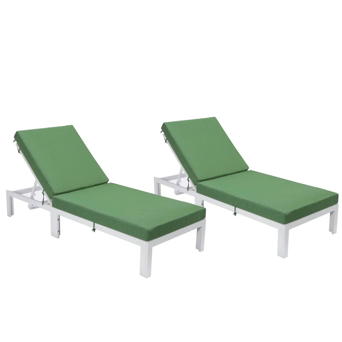 Chelsea Modern Outdoor White Chaise Lounge Chair With Cushions Set of 2 - Elax Furniture