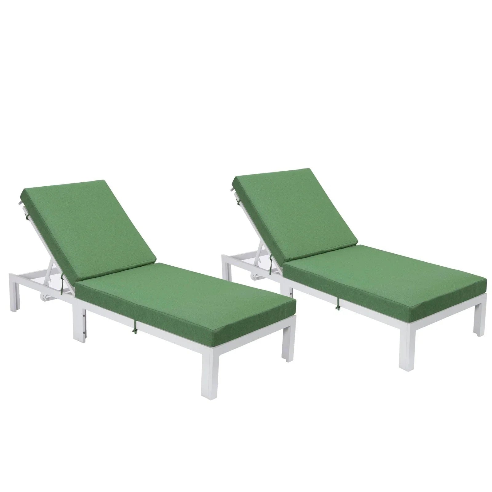 Chelsea Modern Outdoor White Chaise Lounge Chair With Cushions Set of 2 - Elax Furniture
