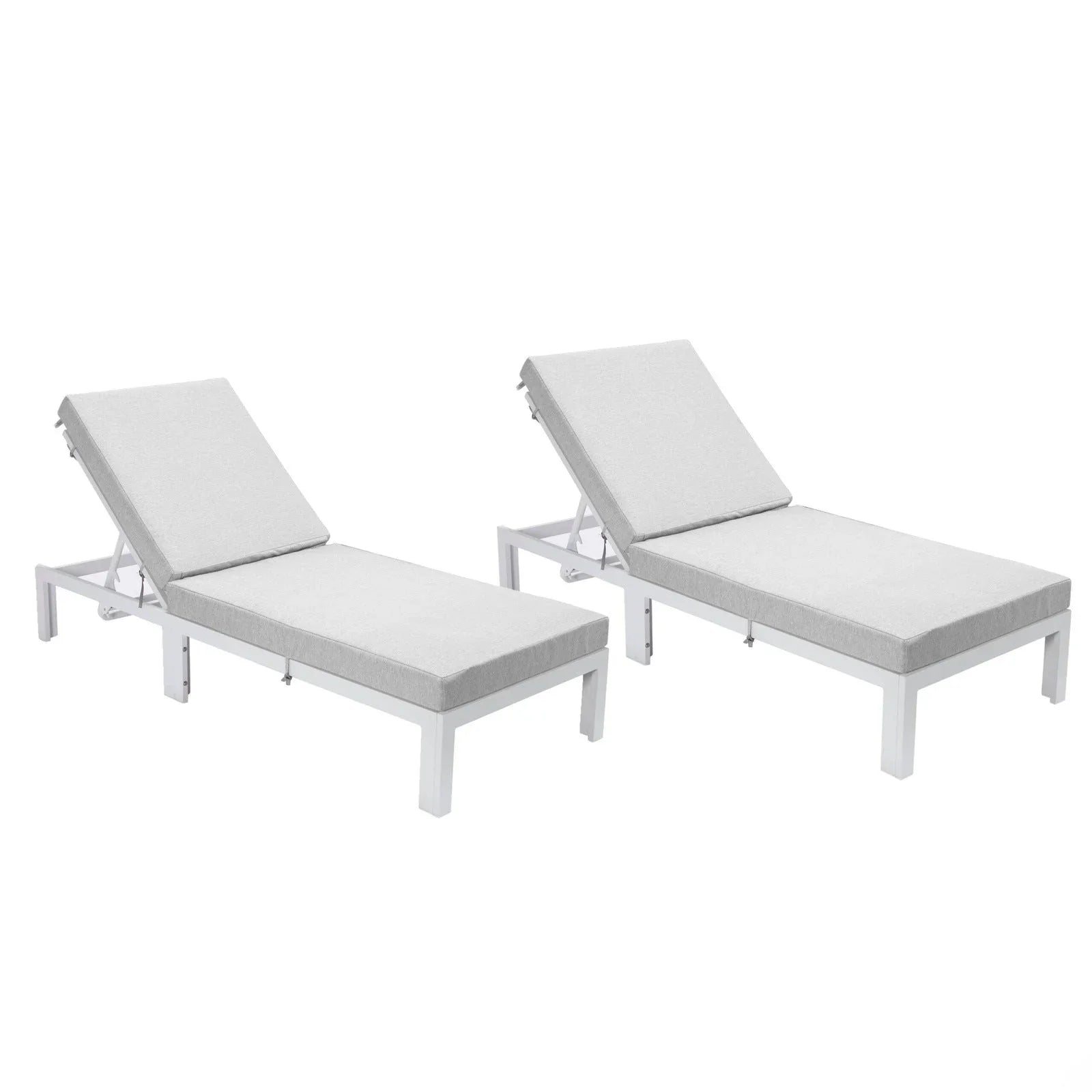 Chelsea Modern Outdoor White Chaise Lounge Chair With Cushions Set of 2 - Elax Furniture