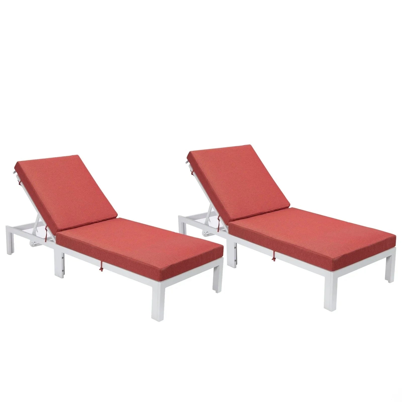 Chelsea Modern Outdoor White Chaise Lounge Chair With Cushions Set of 2 - Elax Furniture