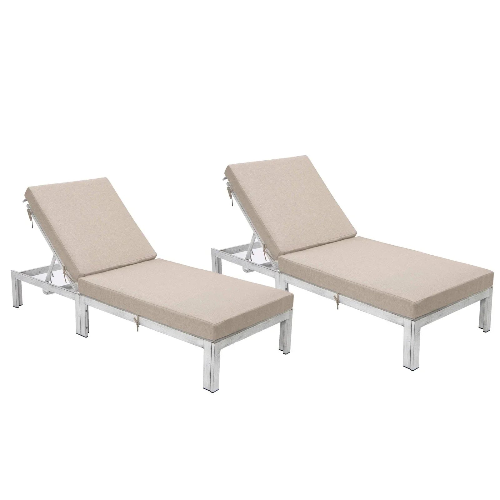 Chelsea Modern Outdoor Weathered Grey Chaise Lounge Chair With Cushions Set of 2 - Elax Furniture