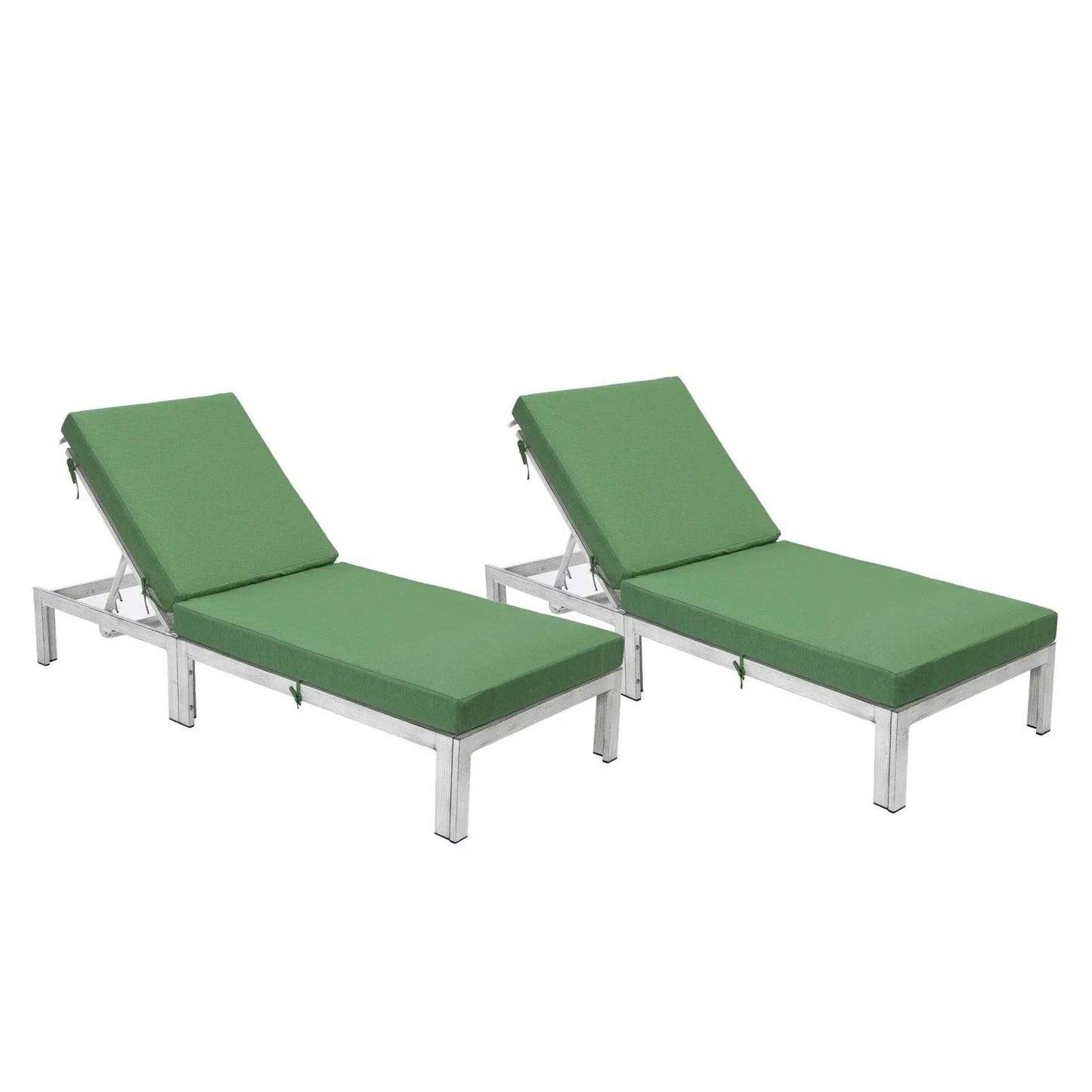 Chelsea Modern Outdoor Weathered Grey Chaise Lounge Chair With Cushions Set of 2 - Elax Furniture