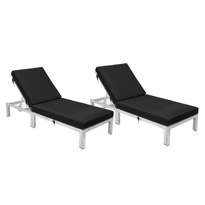 Chelsea Modern Outdoor Weathered Grey Chaise Lounge Chair With Cushions Set of 2 - Elax Furniture