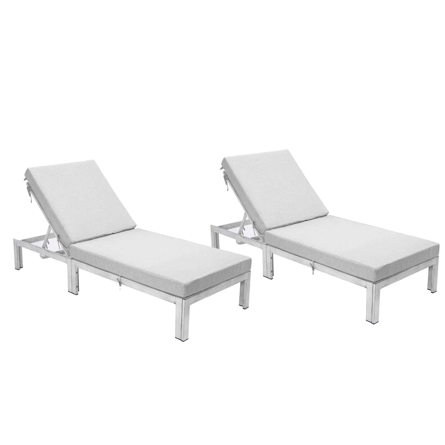 Chelsea Modern Outdoor Weathered Grey Chaise Lounge Chair With Cushions Set of 2 - Elax Furniture