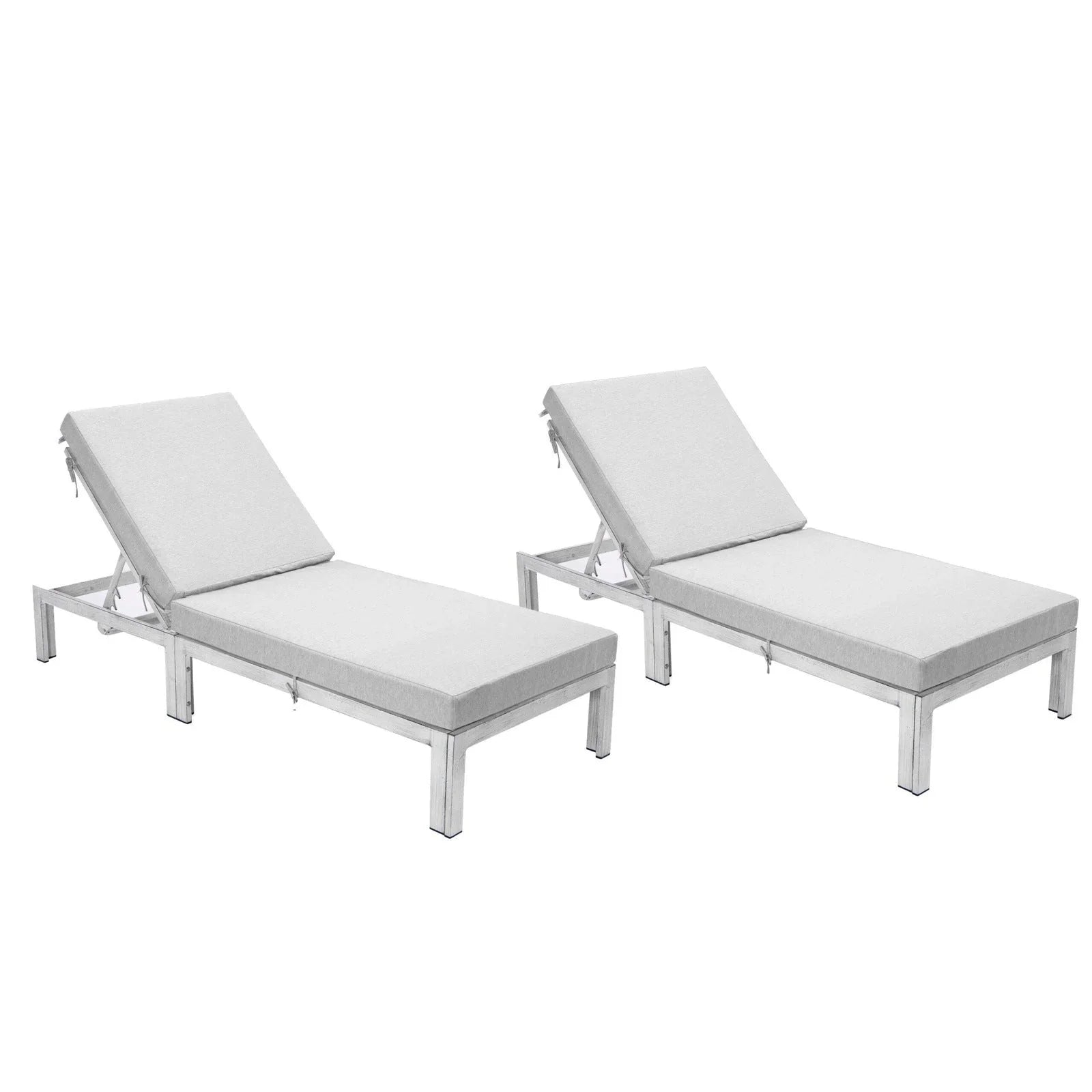 Chelsea Modern Outdoor Weathered Grey Chaise Lounge Chair With Cushions Set of 2 - Elax Furniture
