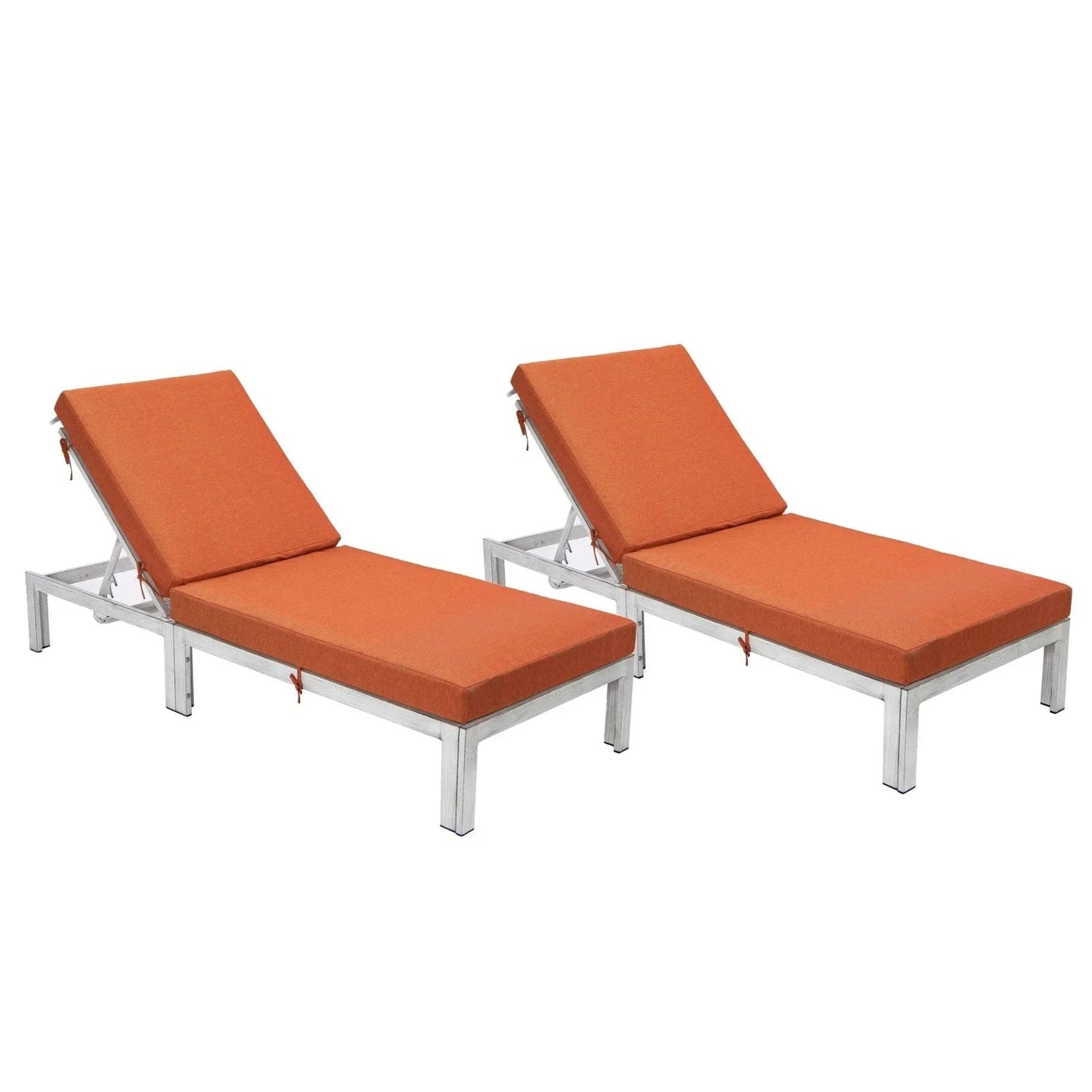 Chelsea Modern Outdoor Weathered Grey Chaise Lounge Chair With Cushions Set of 2 - Elax Furniture