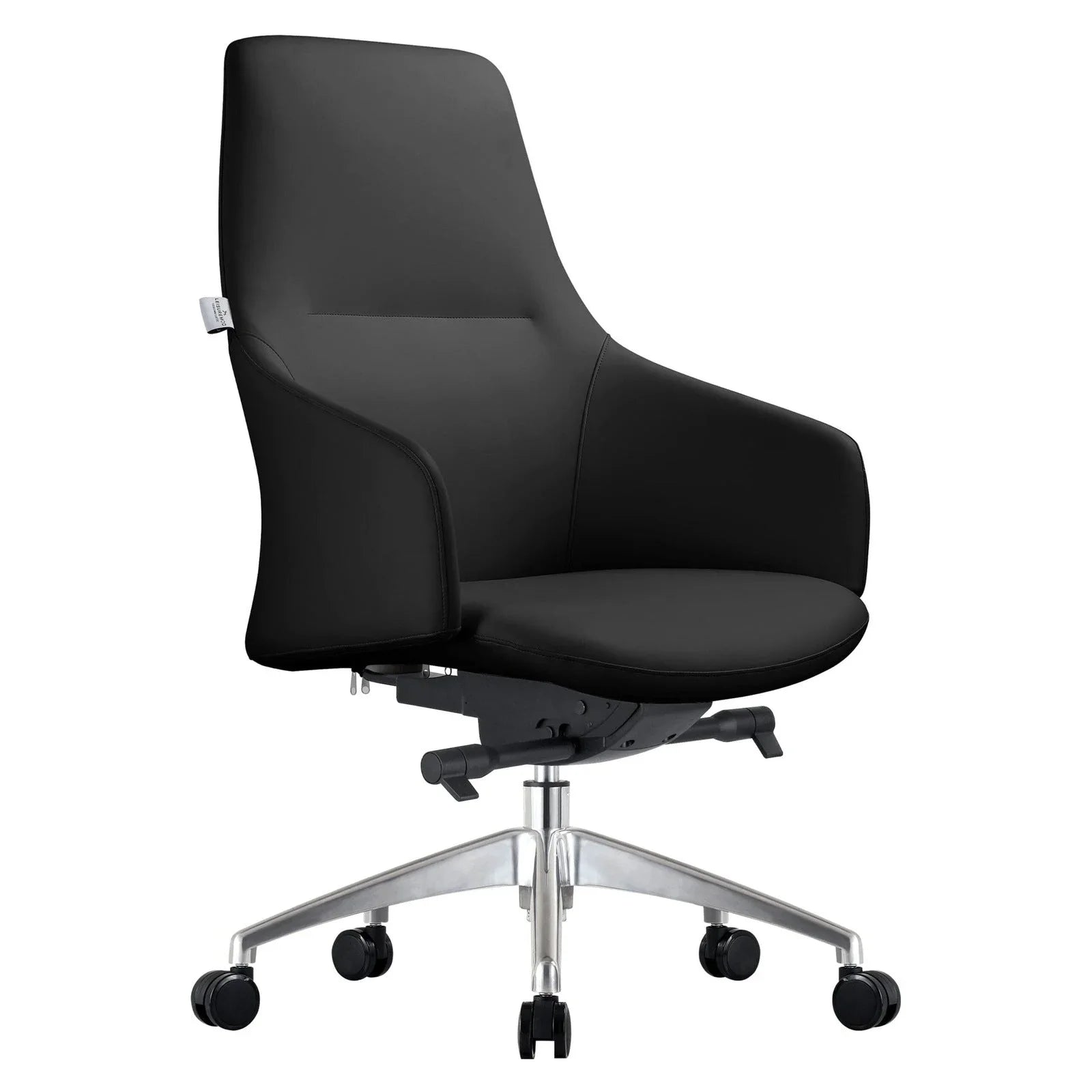 Celeste Office Chair in Upholstered Leather with Swivel and Tilt Waterfall Seat Design - Elax Furniture