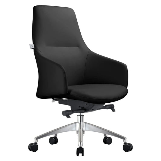 Celeste Office Chair in Upholstered Leather with Swivel and Tilt Waterfall Seat Design - Elax Furniture