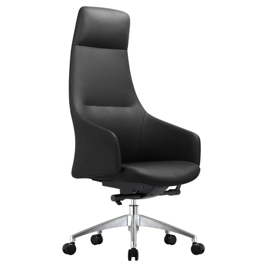 Celeste High-Back Office Chair in Upholstered Leather and Iron Base with Swivel and Tilt - Elax Furniture