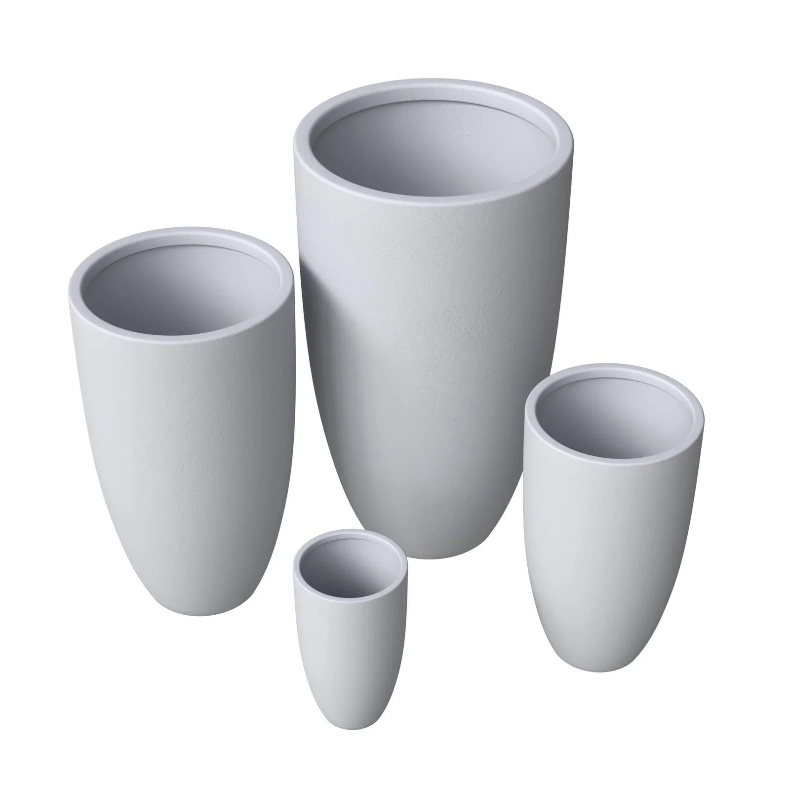 Crete Modern 4-Piece Tapered Round Planter Pot Set in Fiberstone and Clay Weather Resistant Design - Elax Furniture