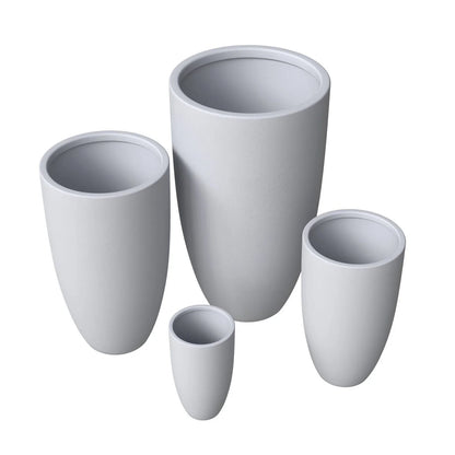 Crete Modern 4-Piece Tapered Round Planter Pot Set in Fiberstone and Clay Weather Resistant Design - Elax Furniture