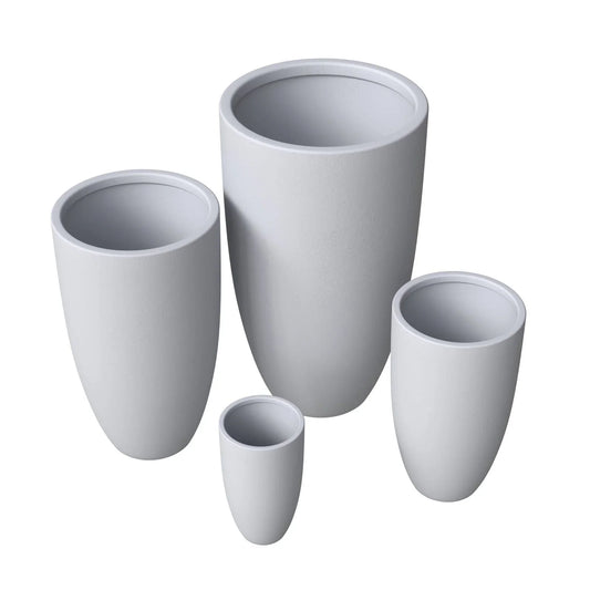 Crete Modern 4-Piece Tapered Round Planter Pot Set in Fiberstone and Clay Weather Resistant Design - Elax Furniture