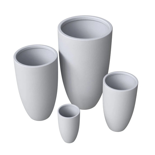 Crete Modern 4-Piece Tapered Round Planter Pot Set in Fiberstone and Clay Weather Resistant Design - Elax Furniture