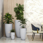 Crete Modern 4-Piece Tapered Round Planter Pot Set in Fiberstone and Clay Weather Resistant Design - Elax Furniture