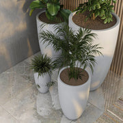 Crete Modern 4-Piece Tapered Round Planter Pot Set in Fiberstone and Clay Weather Resistant Design - Elax Furniture