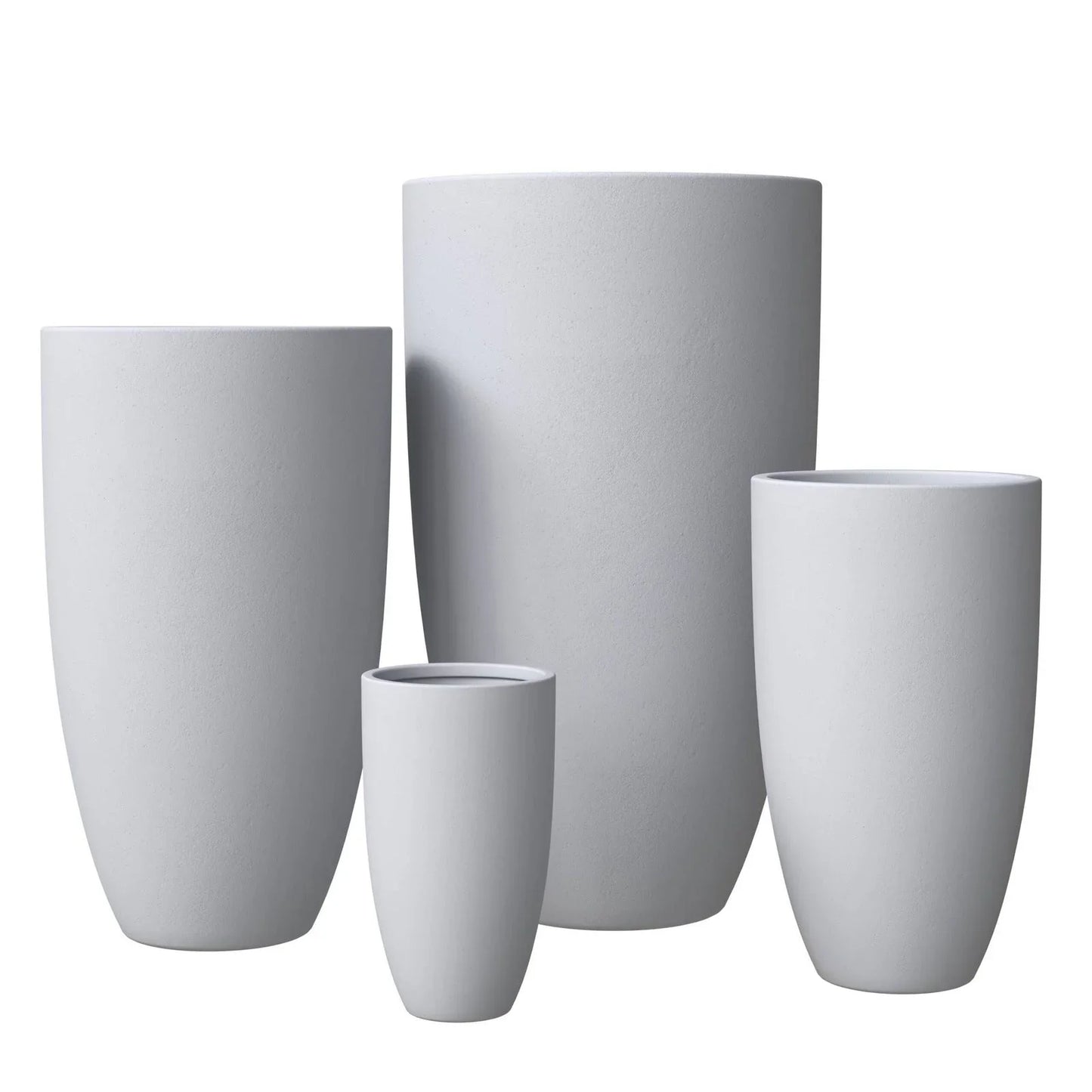 Crete Modern 4-Piece Tapered Round Planter Pot Set in Fiberstone and Clay Weather Resistant Design - Elax Furniture