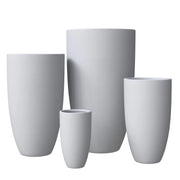 Crete Modern 4-Piece Tapered Round Planter Pot Set in Fiberstone and Clay Weather Resistant Design - Elax Furniture