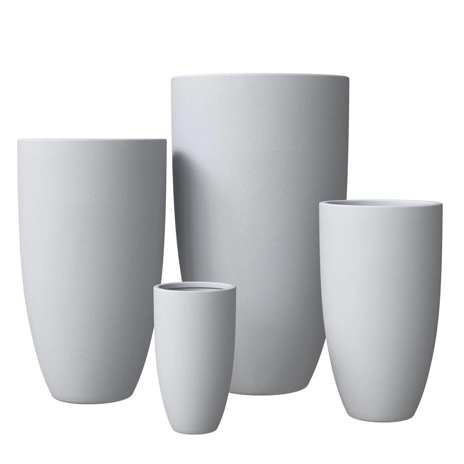Crete Modern 4-Piece Tapered Round Planter Pot Set in Fiberstone and Clay Weather Resistant Design - Elax Furniture