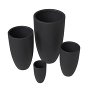 Crete Modern 4-Piece Tapered Round Planter Pot Set in Fiberstone and Clay Weather Resistant Design - Elax Furniture