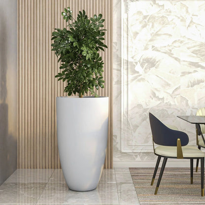 Crete Modern Tapered Round Planter Pot in Fiberstone and Clay Weather Resistant Design - Elax Furniture