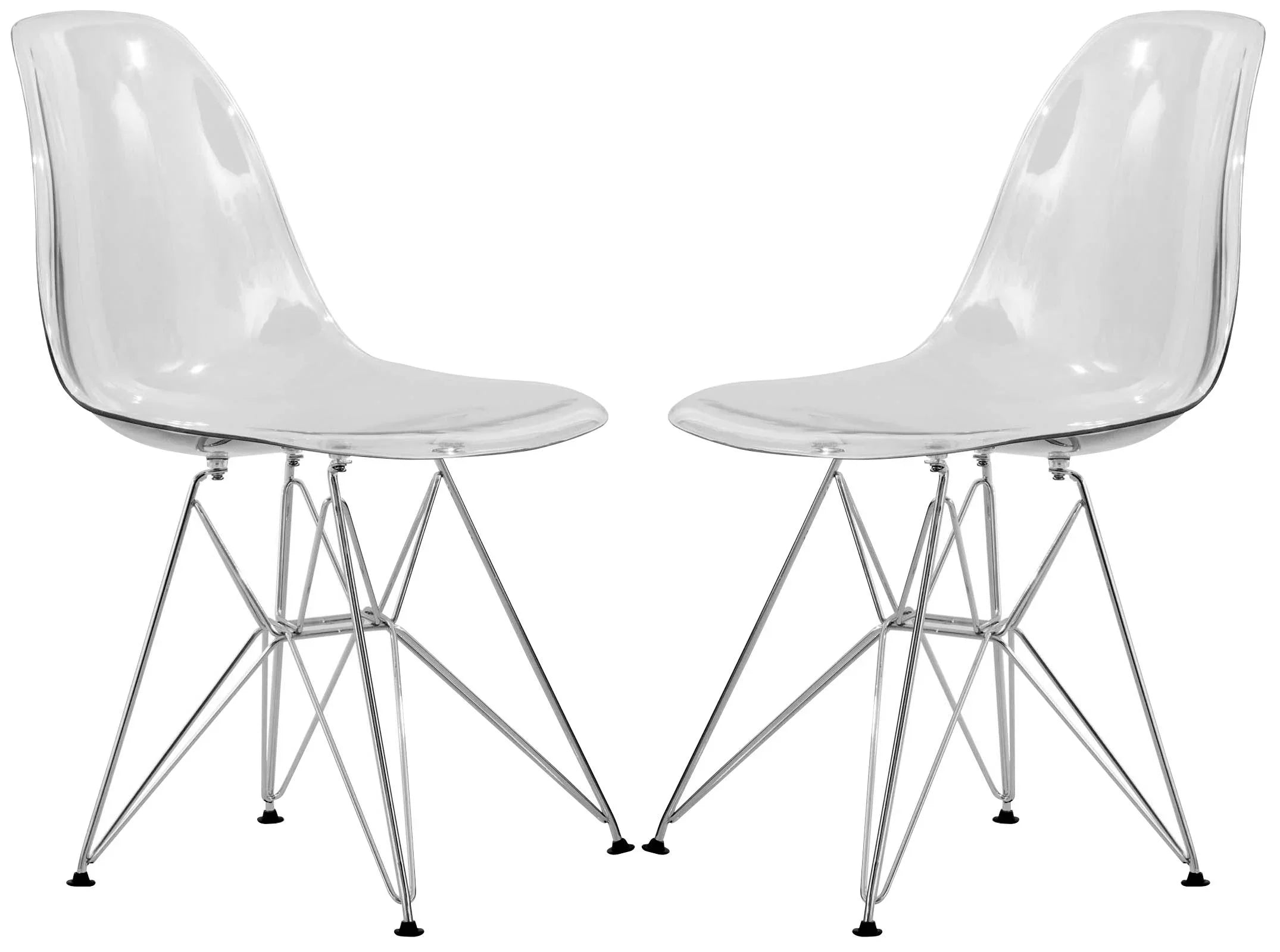 Cresco Molded Plastic Eiffel Side Chair With Chrome Legs Set of 2 - Elax Furniture
