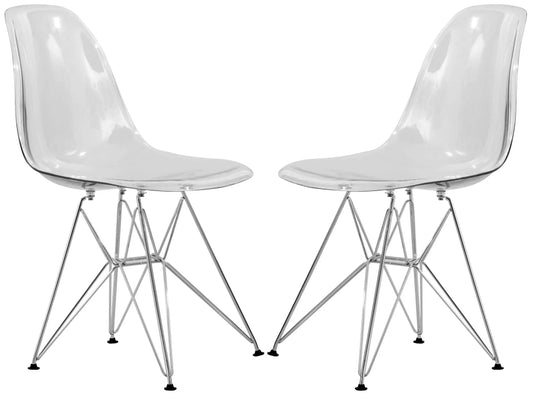 Cresco Molded Plastic Eiffel Side Chair With Chrome Legs Set of 2 - Elax Furniture