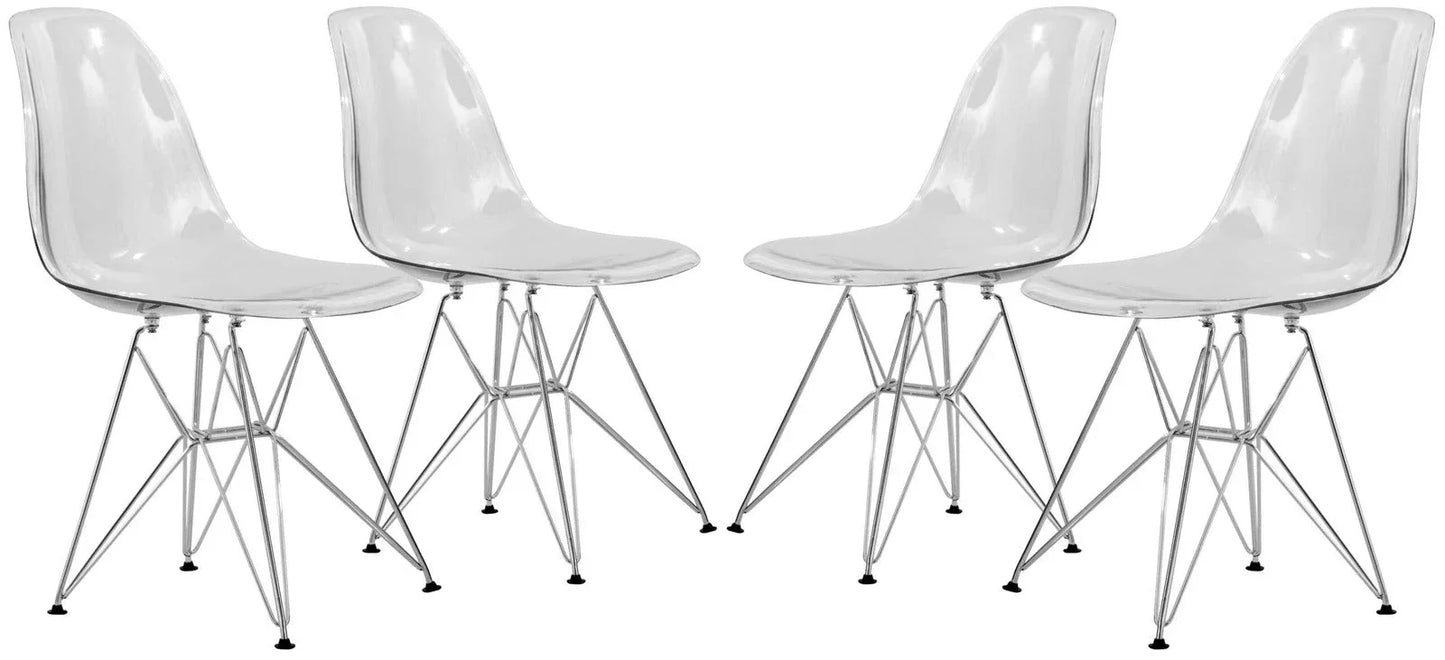 Cresco Molded Plastic Eiffel Side Chair With Chrome Legs Set of 4 - Elax Furniture