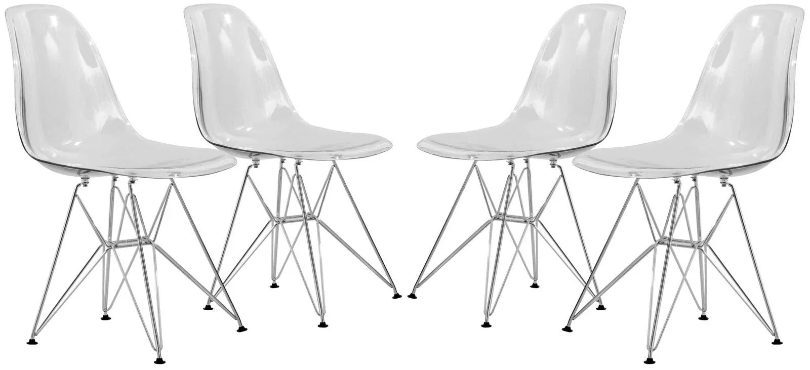 Cresco Molded Plastic Eiffel Side Chair With Chrome Legs Set of 4 - Elax Furniture