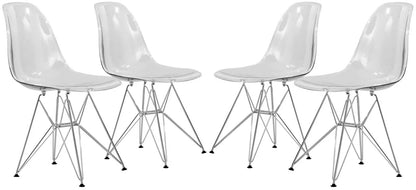 Cresco Molded Plastic Eiffel Side Chair With Chrome Legs Set of 4 - Elax Furniture
