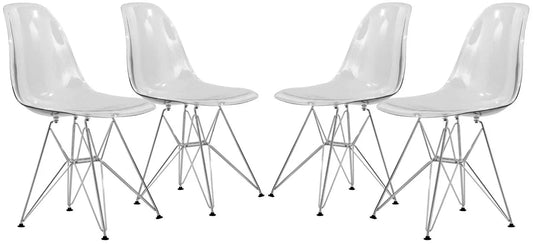 Cresco Molded Plastic Eiffel Side Chair With Chrome Legs Set of 4 - Elax Furniture