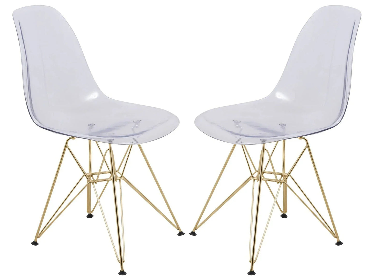 Cresco Modern Molded Eiffel Side Dining Chair with Gold Base Set of 2 - Elax Furniture
