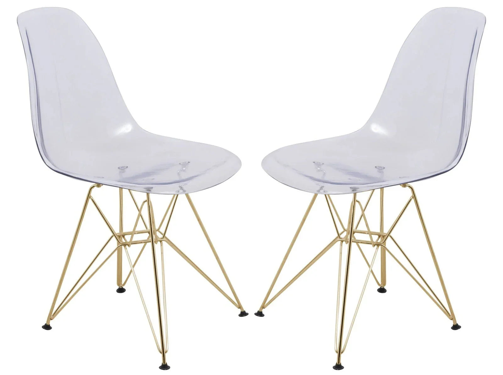 Cresco Modern Molded Eiffel Side Dining Chair with Gold Base Set of 2 - Elax Furniture