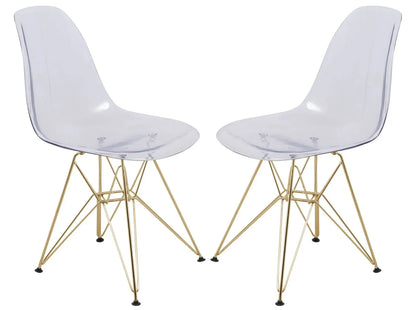 Cresco Modern Molded Eiffel Side Dining Chair with Gold Base Set of 2 - Elax Furniture