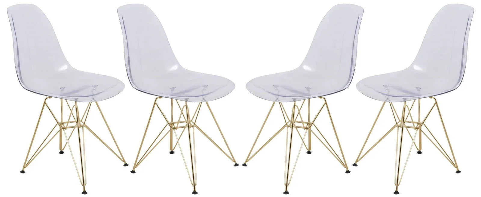 Cresco Molded Plastic Dining Chair with Gold Eifel Base Set of 4 - Elax Furniture