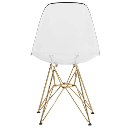 Cresco Modern Molded Eiffel Side Dining Chair with Gold Base Set of 2 - Elax Furniture