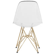 Cresco Modern Dining Side Chair in Curved Back Design with Multiple Base Options: Wood, Acrylic, Chrome & Gold Eiffel Design - Elax Furniture