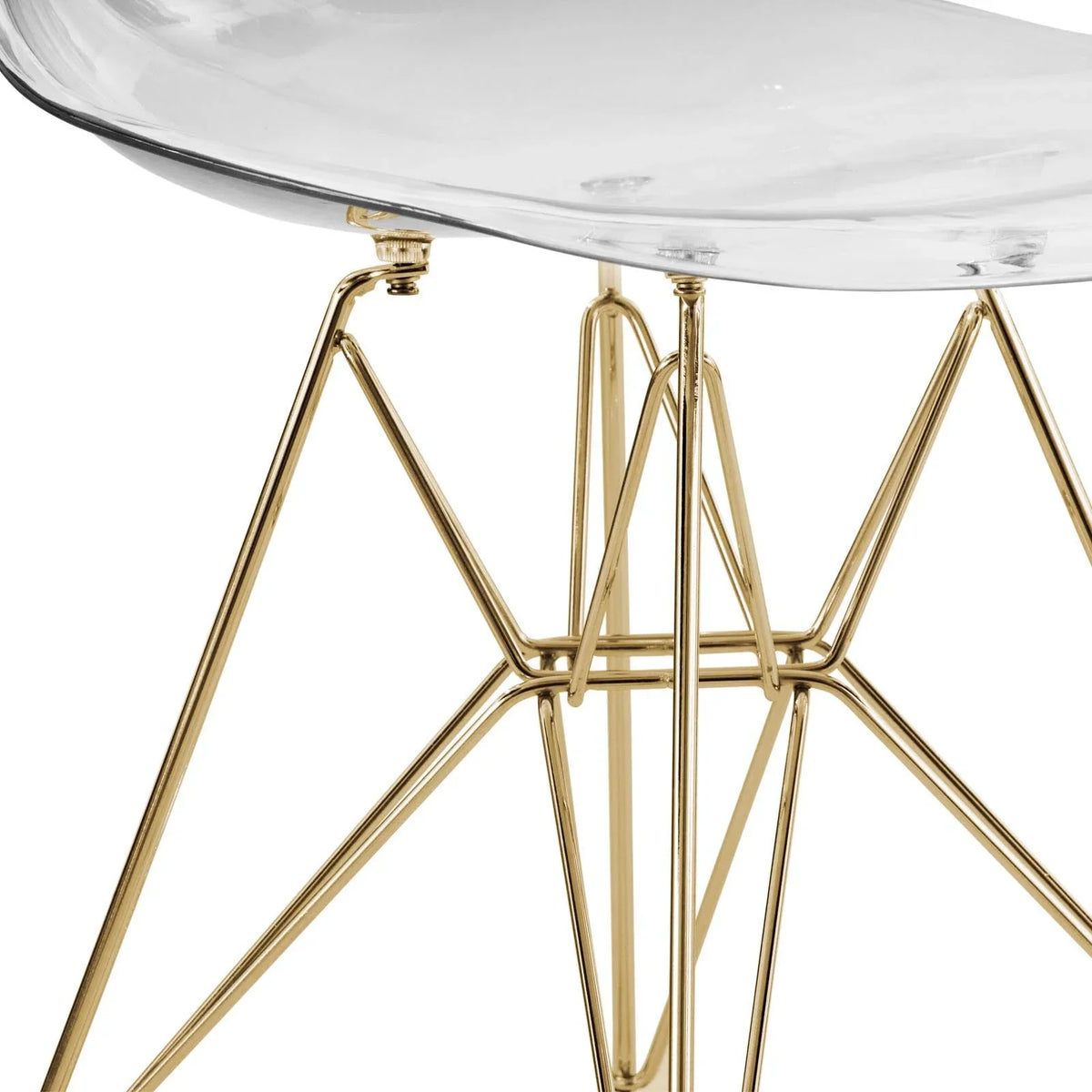 Cresco Modern Dining Side Chair in Curved Back Design with Multiple Base Options: Wood, Acrylic, Chrome & Gold Eiffel Design - Elax Furniture