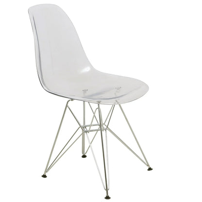 Cresco Modern Dining Side Chair in Curved Back Design with Multiple Base Options: Wood, Acrylic, Chrome & Gold Eiffel Design - Elax Furniture