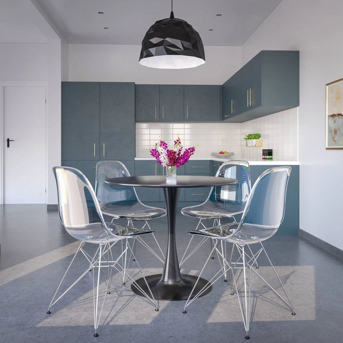 Bristol 32" Round Dining Table with Wood Top and Iron Pedestal Base - Elax Furniture