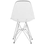 Cresco Modern Dining Side Chair in Curved Back Design with Multiple Base Options: Wood, Acrylic, Chrome & Gold Eiffel Design - Elax Furniture