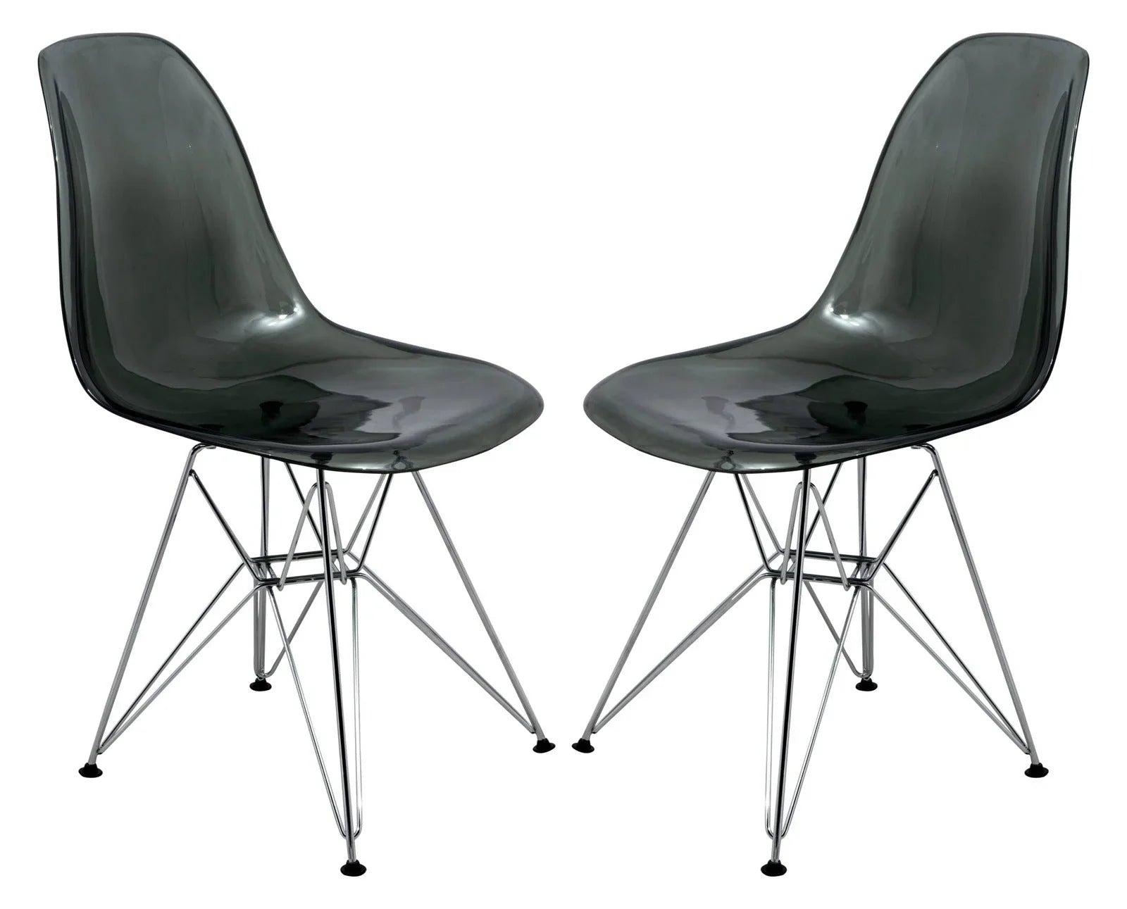 Cresco Molded Plastic Eiffel Side Chair With Chrome Legs Set of 2 - Elax Furniture
