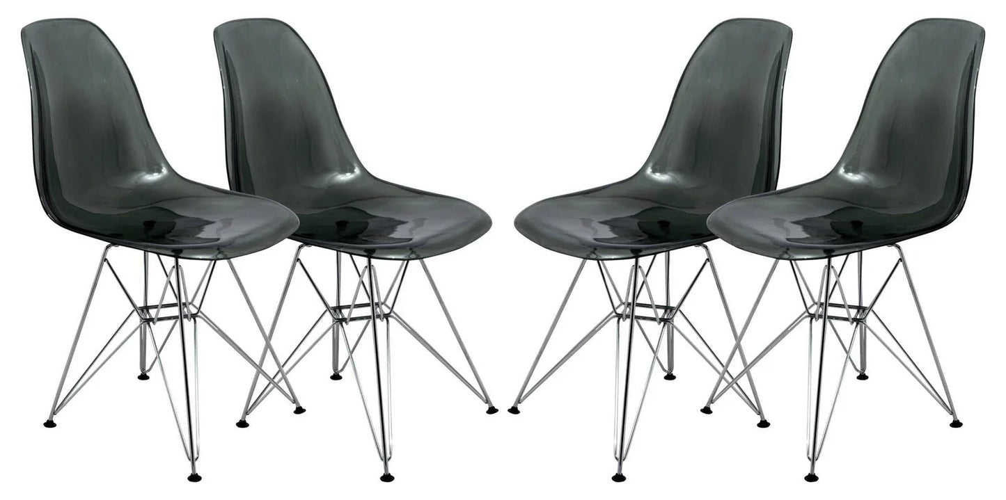 Cresco Molded Plastic Eiffel Side Chair With Chrome Legs Set of 4 - Elax Furniture