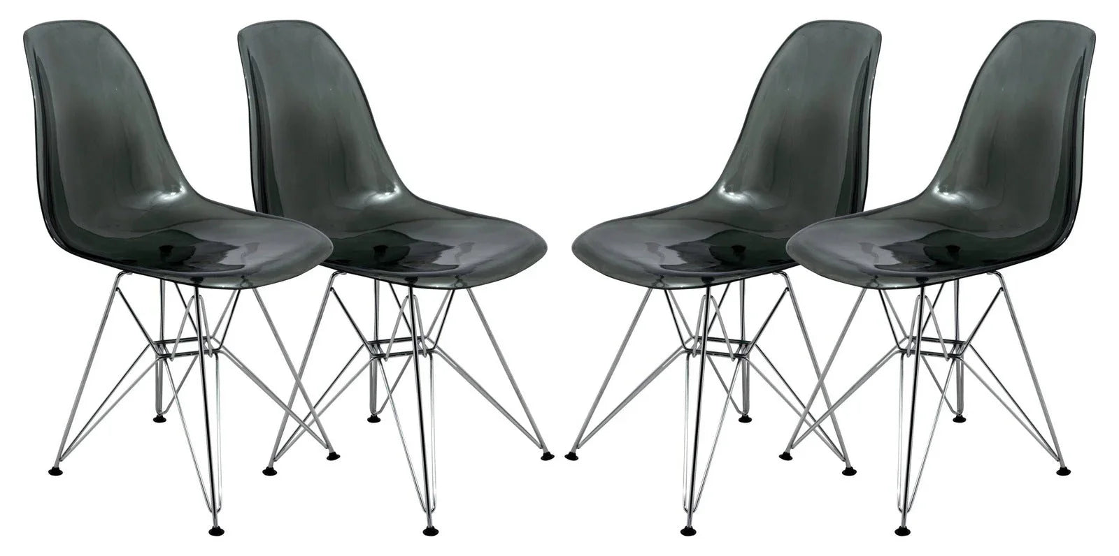 Cresco Molded Plastic Eiffel Side Chair With Chrome Legs Set of 4 - Elax Furniture