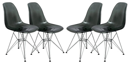 Cresco Molded Plastic Eiffel Side Chair With Chrome Legs Set of 4 - Elax Furniture