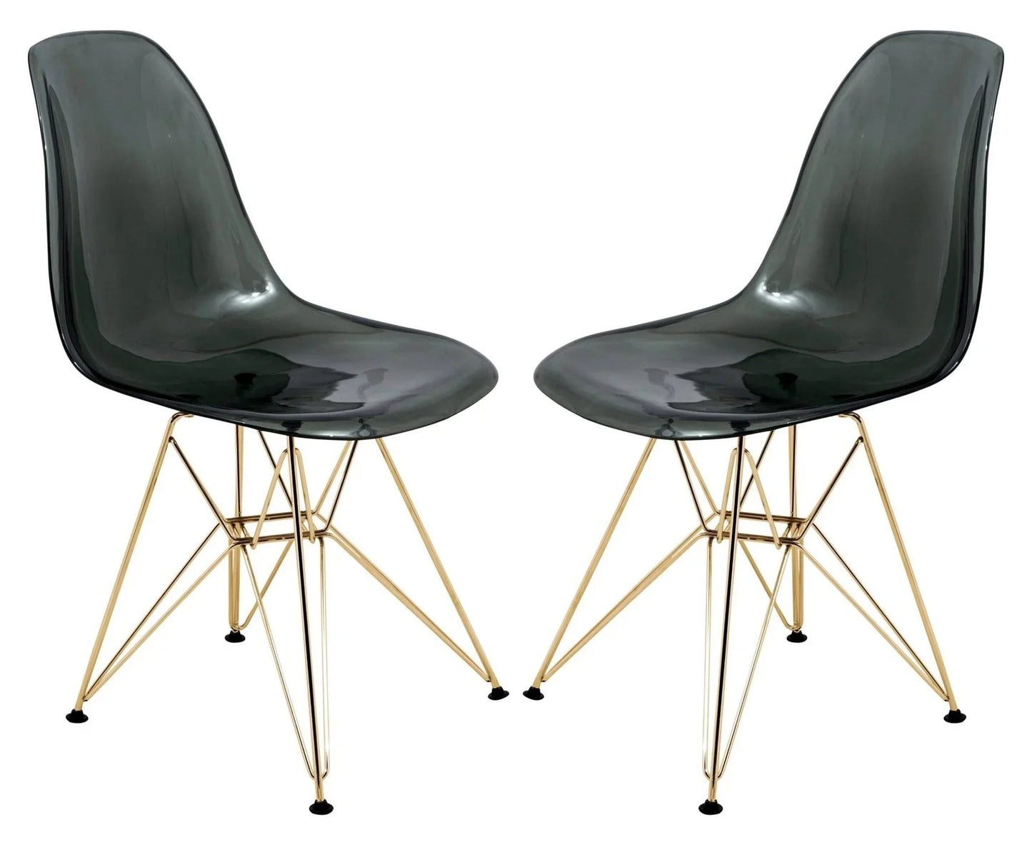 Cresco Modern Molded Eiffel Side Dining Chair with Gold Base Set of 2 - Elax Furniture