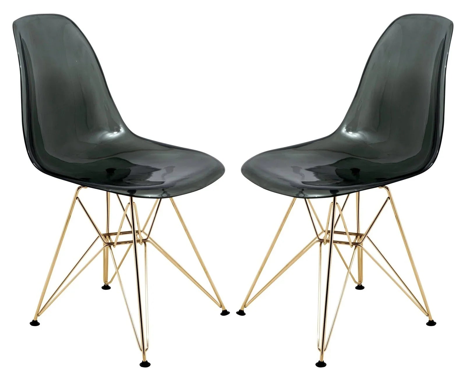 Cresco Modern Molded Eiffel Side Dining Chair with Gold Base Set of 2 - Elax Furniture